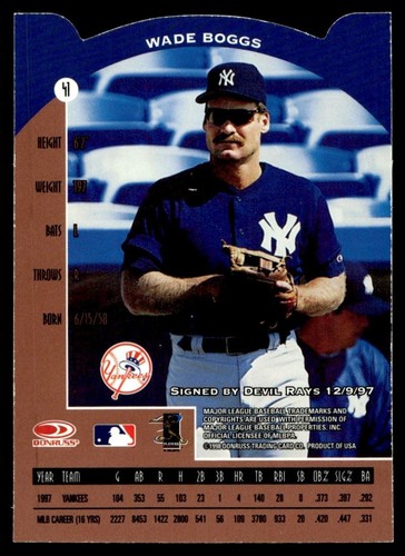 1998 Donruss Preferred DIE CUT BRONZE Wade Boggs New York Yankees #41 - Picture 2 of 2