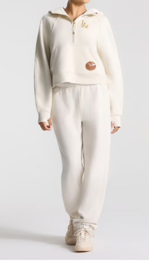 NWT Women LULULEMON LA DODGERS Light Ivory Scuba Oversized Half Zip Hoodie XS/S image 3