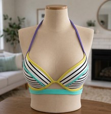 Victoria s Secret Banded Hottie Multicolor Padded Underwire Bikini Top Size 36C