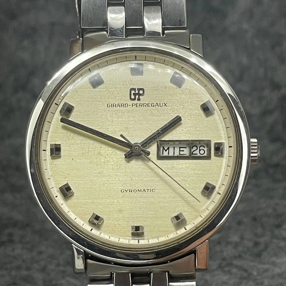 RELÓGIO AUTOMÁTICO GIRARD PERREGAUX GYROMATIC CAL 340143 Ca 1960 AÇO INOXIDÁVEL - Imagem 3 de 4