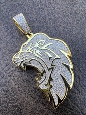 2.25 CT Real VVS1 Moissanite Lion King Leo Charm Pendant 14K Yellow Gold Plated