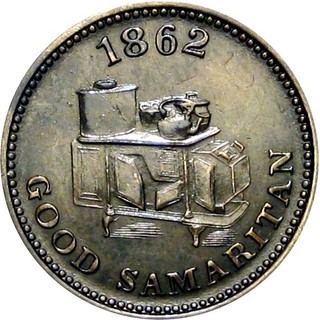 1862 Grand Rapids Michigan Civil War Token Goodrich & Gay Good Samaritan Stove