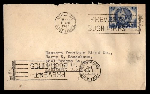 Mayfairstamps Australia 1947 Adelaide to Balto MD Prevent Bush Fires Cover aaw_6