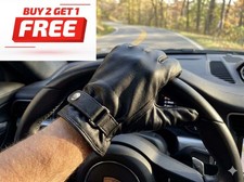 Mens Genuine Leather Gloves Winter Driving Motorcycle Cycling Warm Snap Wrist