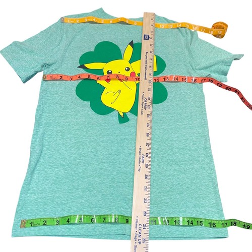 Pokemon Jungen grünes Pikachu Kleeblatt St Patrick’s Day kurzärmliges Shirt Gr. Large - Bild 3 von 5