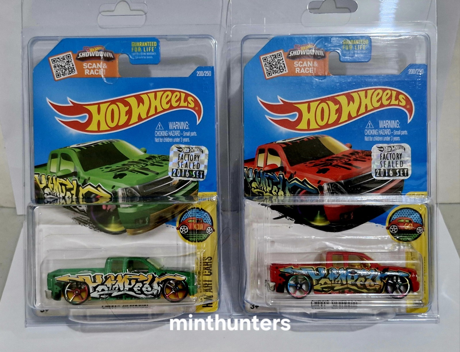 SET OF 2 HOT WHEELS 2016 HW ART CARS CHEVY SILVERADO FACTORY SEALED