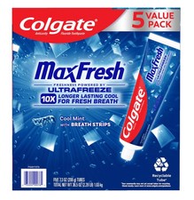 Colgate MaxFresh Cool Mint Fluoride Toothpaste, 7.3oz Pack of 5 , New