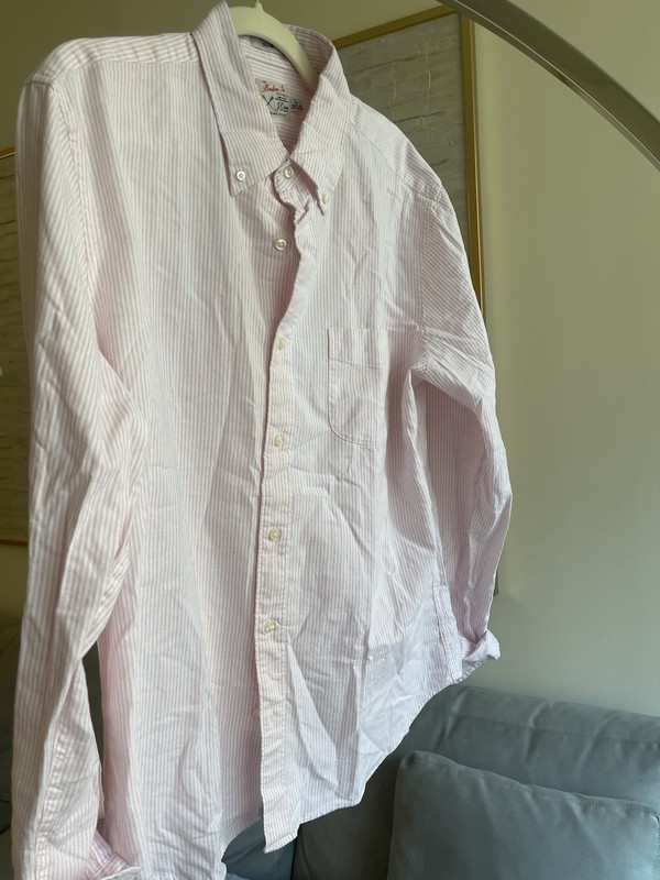 Jcrew Light Pink University Stripe Oxford Button Down Shirt Slim Size L