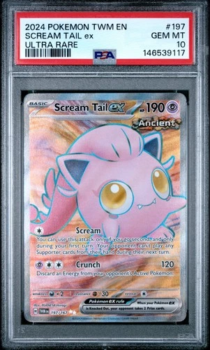 2024 POKEMON TWM EN-TWILIGHT MASQUERADE ULTRA RARE #197 SCREAM TAIL EX PSA 10