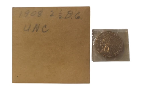 1908 Gold $ 2.50 Gold Indian Head United States Coin