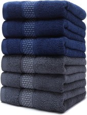 Cotton Hand Towels Set, 6-Piece Set 14in x 29.5in , Super Absorbent Quick