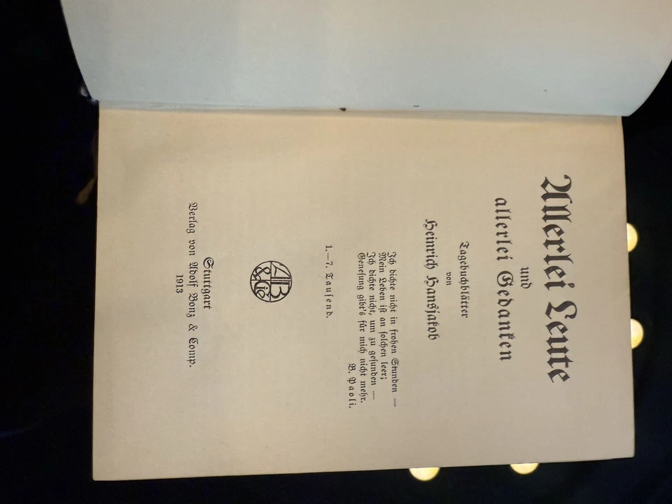 Heinrich Hansjakob: Allerlei Leute und Allerlei Gedanken 1. Auflage 1913 - Bild 4 von 4