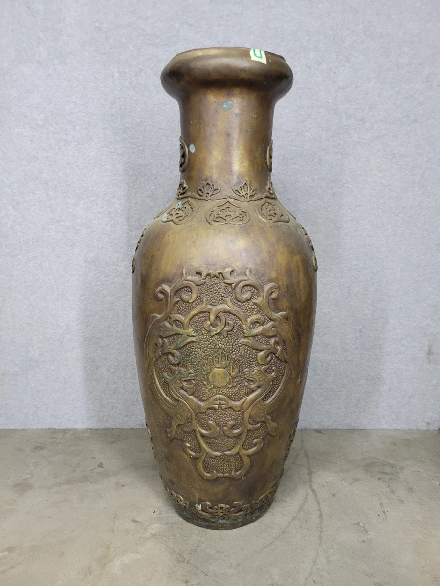 花入 花瓶 花器中国古玩 古銅 青銅器 金属工芸 茶道具 仏具 古美術 古道具 久】2939 青銅尊式花入 青銅器 花瓶 唐物 古銅 中国古玩 時代品