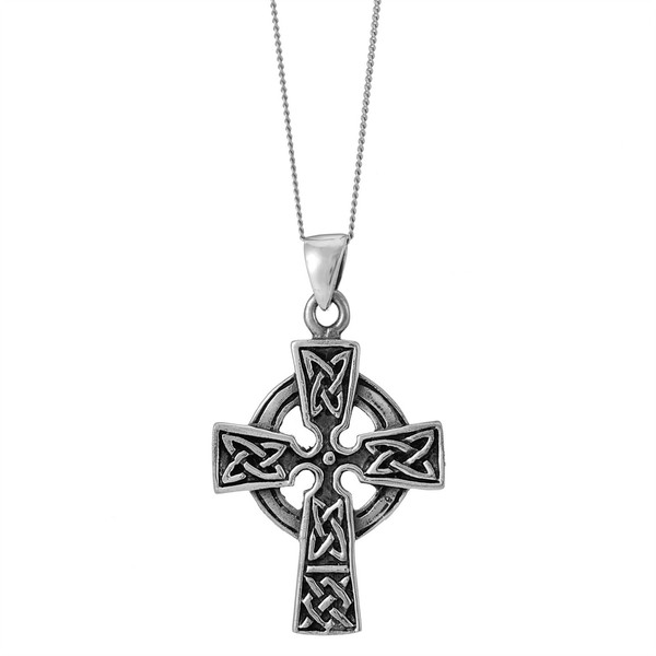 Silverly .925 Sterling Silber Keltisches Kreuz Keltischer AnhäNger Halskette-image