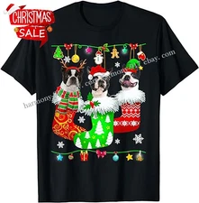 Christmas Socks Pajama Boston Terrier Dog Puppy Lover T-Shirt
