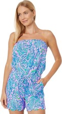 Lilly Pulitzer Jace Strapless Romper Lilac Rose We Mermaid It Sz L NWT 138