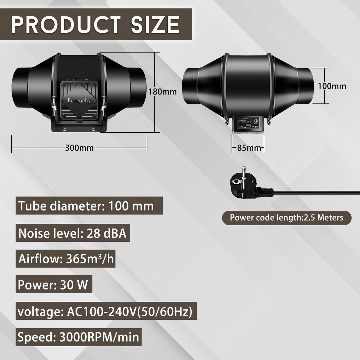 Brogachy Ventola Aspiratore 100mm 365 M³/h - Estrattore Aria Regolabile Per Bagno, Cucina E Serra - Foto 11