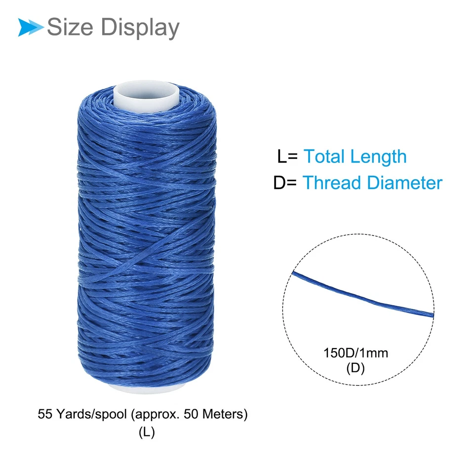 2pcs Sewing Threads 55 Yards 150D/1mm Stitching Threads Denim Blue - Image 2 of 4