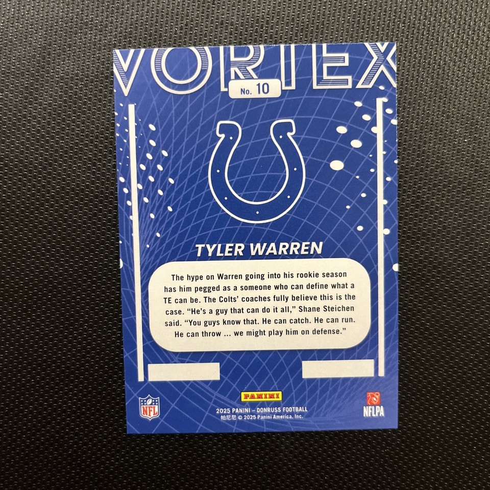 2025 Donruss Tyler Warren Vortex Rookie RC #10 Indianapolis Colts | eBay