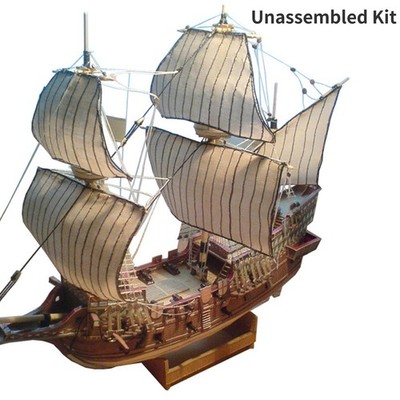Unassembled 1:100 Galeon Golden Hind Paper Boat Wareship Ship Model DIY Model  N