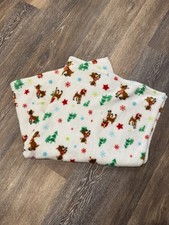 Rudolph the Red-Nosed Reindeer Plush Crib Blanket 30x34 Holiday White Red