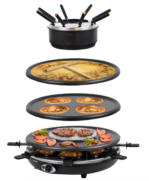 4In1 Raclette-Grill Set Fondue Wechselplatten FüR 8 Personen Syntrox Germany-image