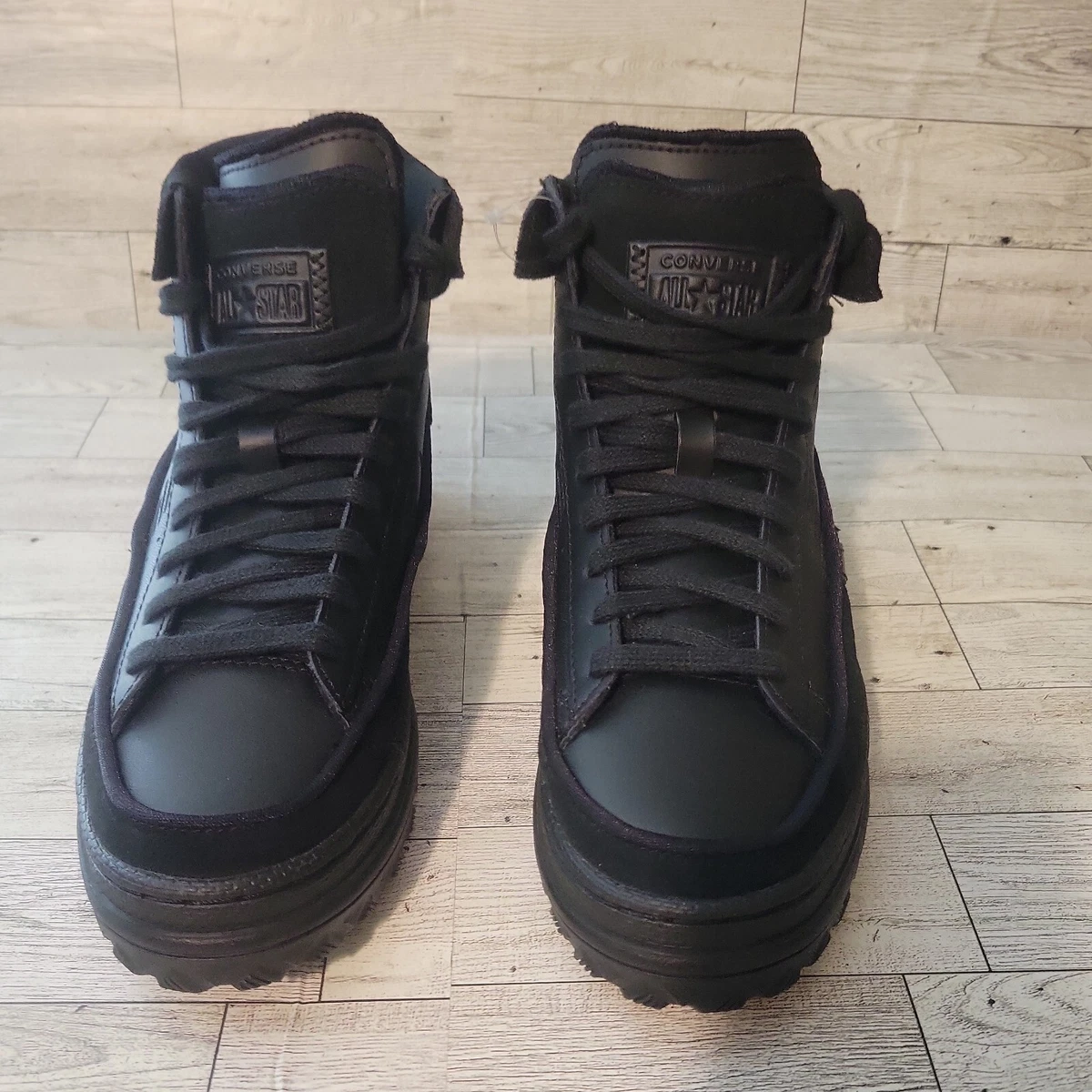 Leather converse sale black size 5