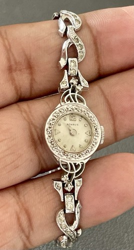 Orologio da donna vintage Benrus 14 kt con oro e argento sterling 0,10 CTW diamanti (C42) - Foto 2 di 14