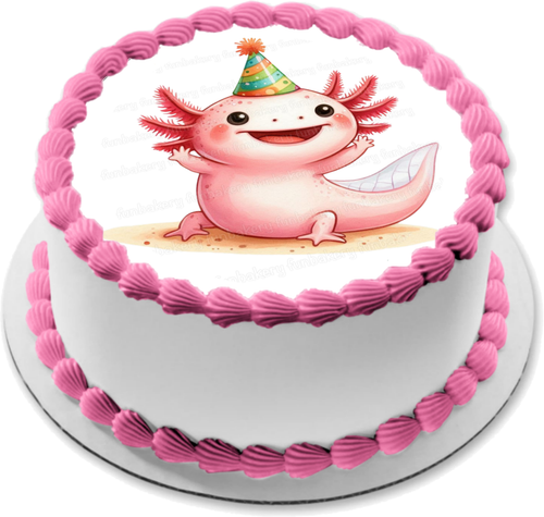 Axolotl Cake Topper Party Decoration Edible Birthday Celebration Cupcake Gift - Picture 2 of 14