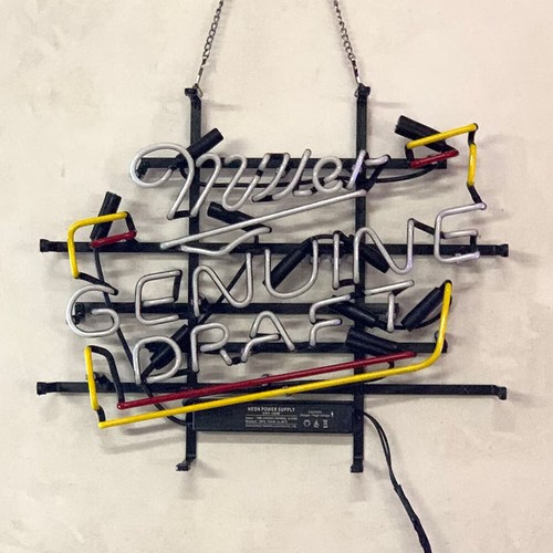 Miller Genuine Draft Real Glass Neon Light Sign Bistro Pub Wall Hanging 17"x14" - Picture 2 of 2