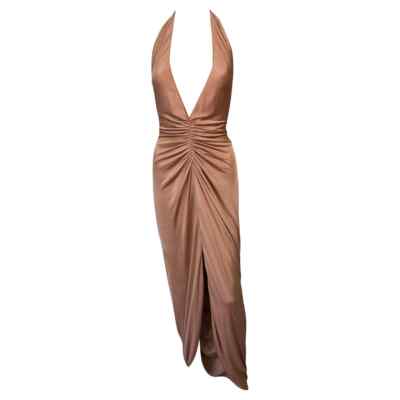 Versace S/S 2005 Runway Plunging Hi-Low Ruched Open Back Evening Dress Gown  | eBay