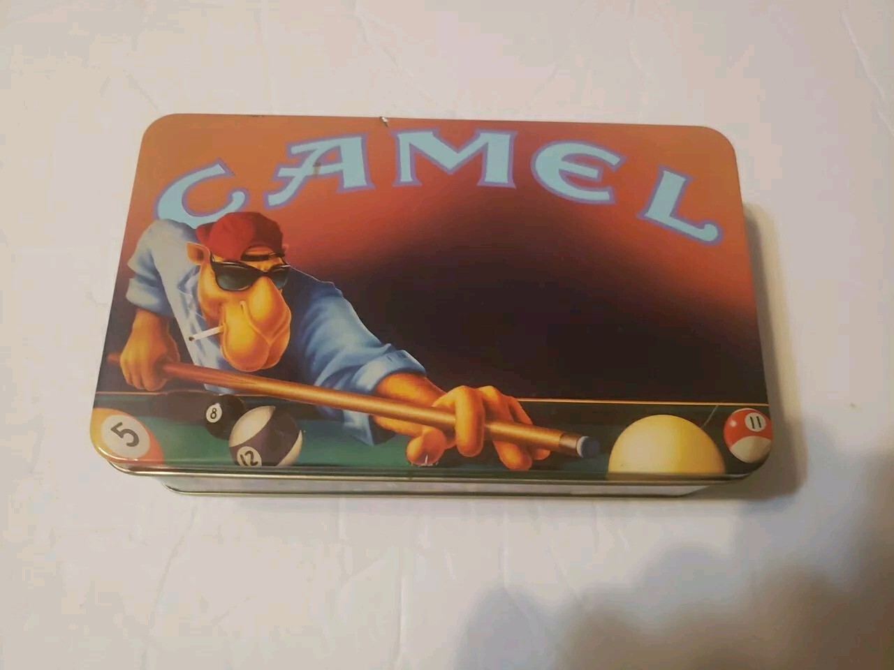 Vintage Joe Camel Playing Pool Cigarettes Metal Tin Collectible Box - 1994