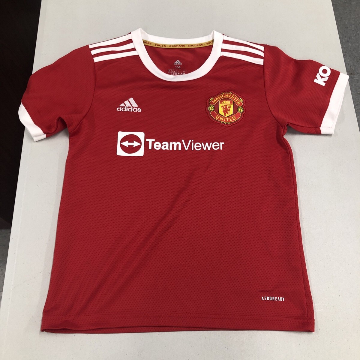 Adidas Manchester United 2021 2022 Soccer Football Jersey Youth Sz 26  (30x20)