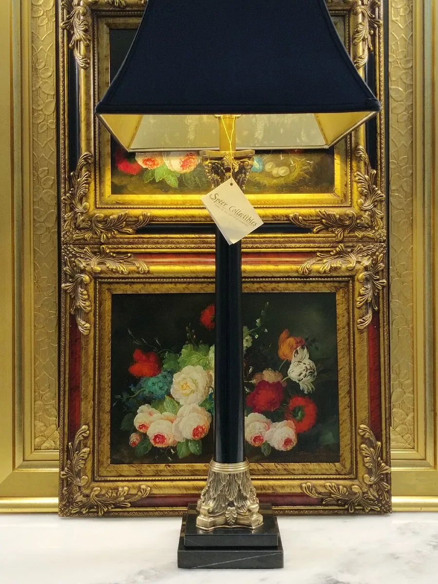 Black and best sale brass table lamp