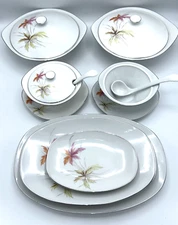 Hutschenreuther Hohenberg 9 pc.+ Porcelain MCM Dish Set Rare pattern # 03852
