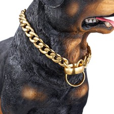 Gold Dog Collar Solid Stainless Steel Dog Choke Big Dog Walking Chain Outdoor