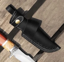 Handmade Leather Hand Crafted Belt Sheath Vertical Holster For Fixed Blade Knife