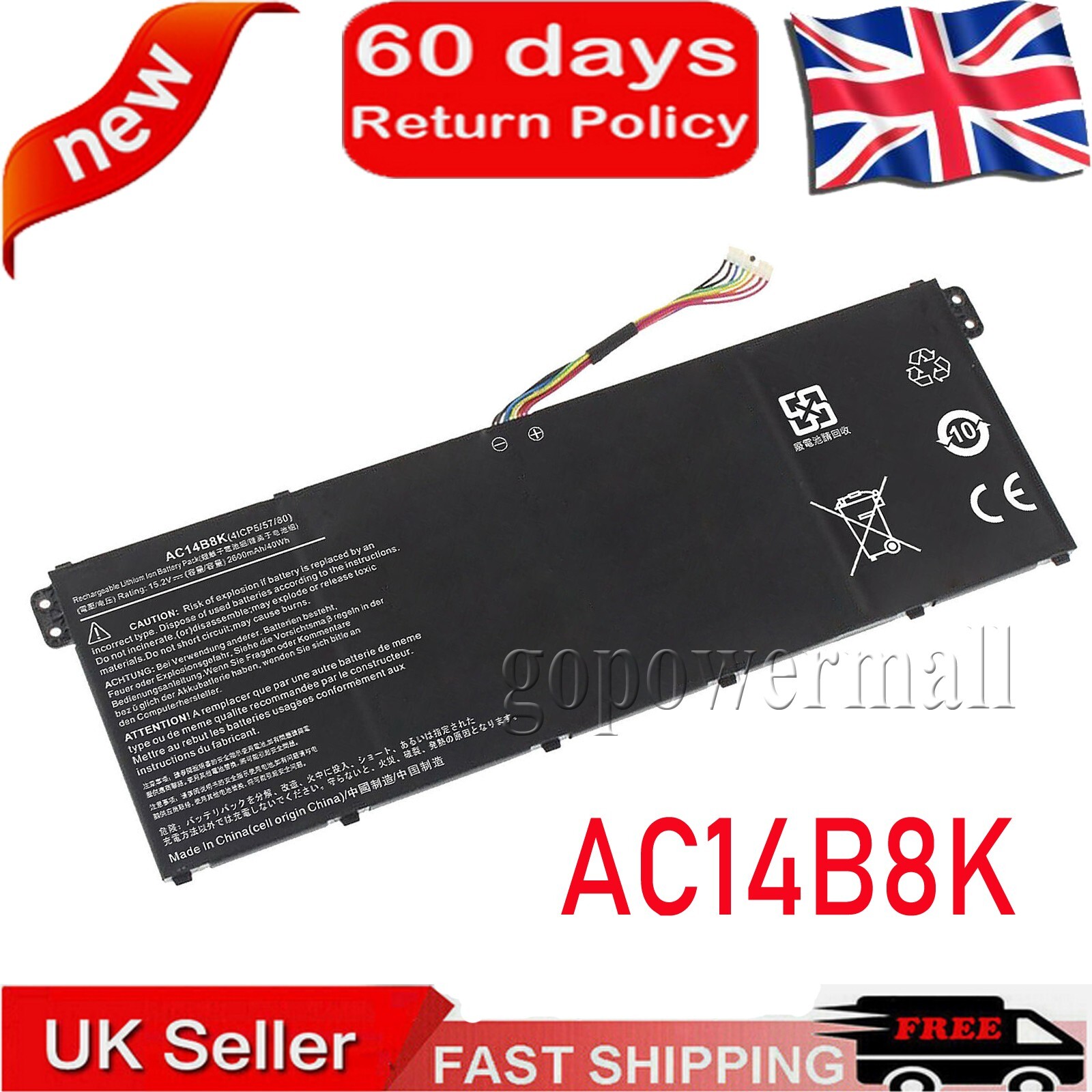 AC14B8K Battery for Acer Aspire ES1-511 ES1-512 V3-371 V3-111 E5-771G 48Wh