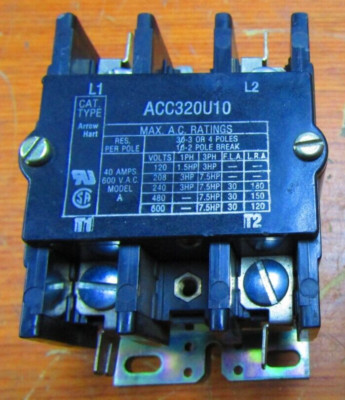   NEW ARROW HART 40 AMP AC RELAY 600 VAC 3 PHASE 7.5HP ACC320U10