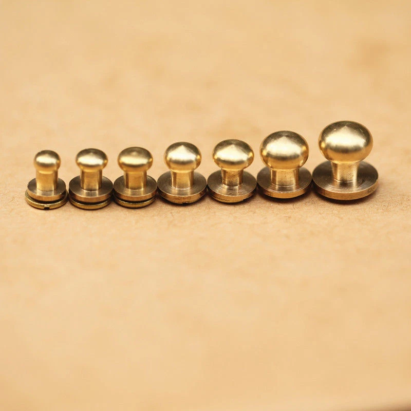 5-500pcs Stud Screw Round Head  Brass Nail Rivet Chicago Button DIY Leather - Image 4 of 4
