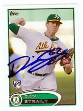 Dan Straily autographed baseball card (Oakland Athletics) 2012 Topps #US128