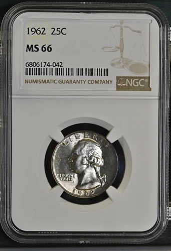 1962 P Quarter Dollars Silver Coinage NGC MS-66