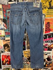 Vintage Y2Ks True Religion Straight Blue Denim Jeans Size 38x33 Made In USA Mens