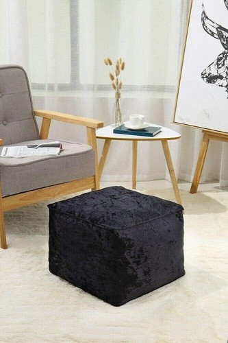 Crushed Velvet Bean Bags Cube Foot Stool Rest Pouffe Ottoman Bean Bag 13 Colours - Picture 8 of 62