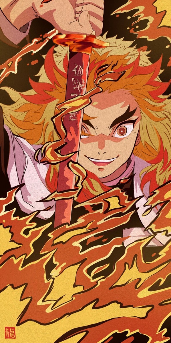 WUSUANED Anime Spiegel 'Set Your Heart Ablaze' – Inspirierender Makeup-Spiegel Mit Rengoku Design