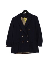 Ewm Women's Blazer Uk 14 Blue Wool With Other, Polyamide Overcoat
