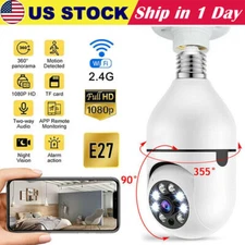 1080P IP E27 360° Light Bulb Camera Wi-Fi IR Night Smart Home Wireless Security