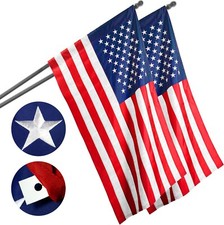 American Flag 2x3 ft Sleeve Type, Heavy Duty Embroidered Poly, No Pole, 2 Pack