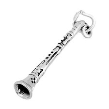 Clarinet Music Instrument 3D 925 Solid Sterling Silver Charm Pendant MADE IN USA