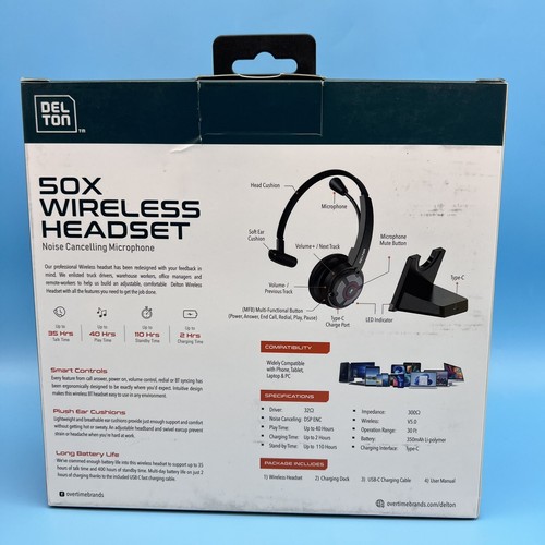 Delton 50X Pro Wireless Noise Canceling Bluetooth Mono Computer on Ear Headset - Picture 2 of 4